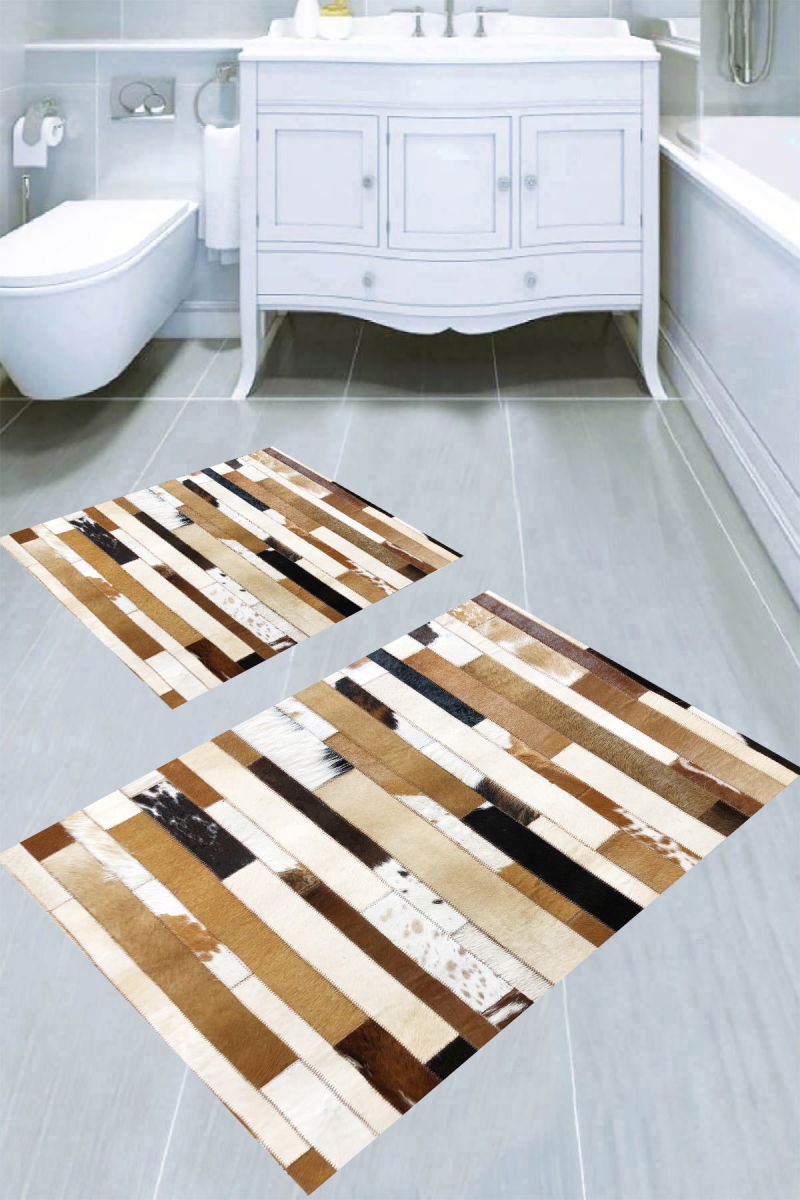 Tay Tüyü Görünümlü 2li Banyo Paspası (50x60 cm 60x100 cm)
